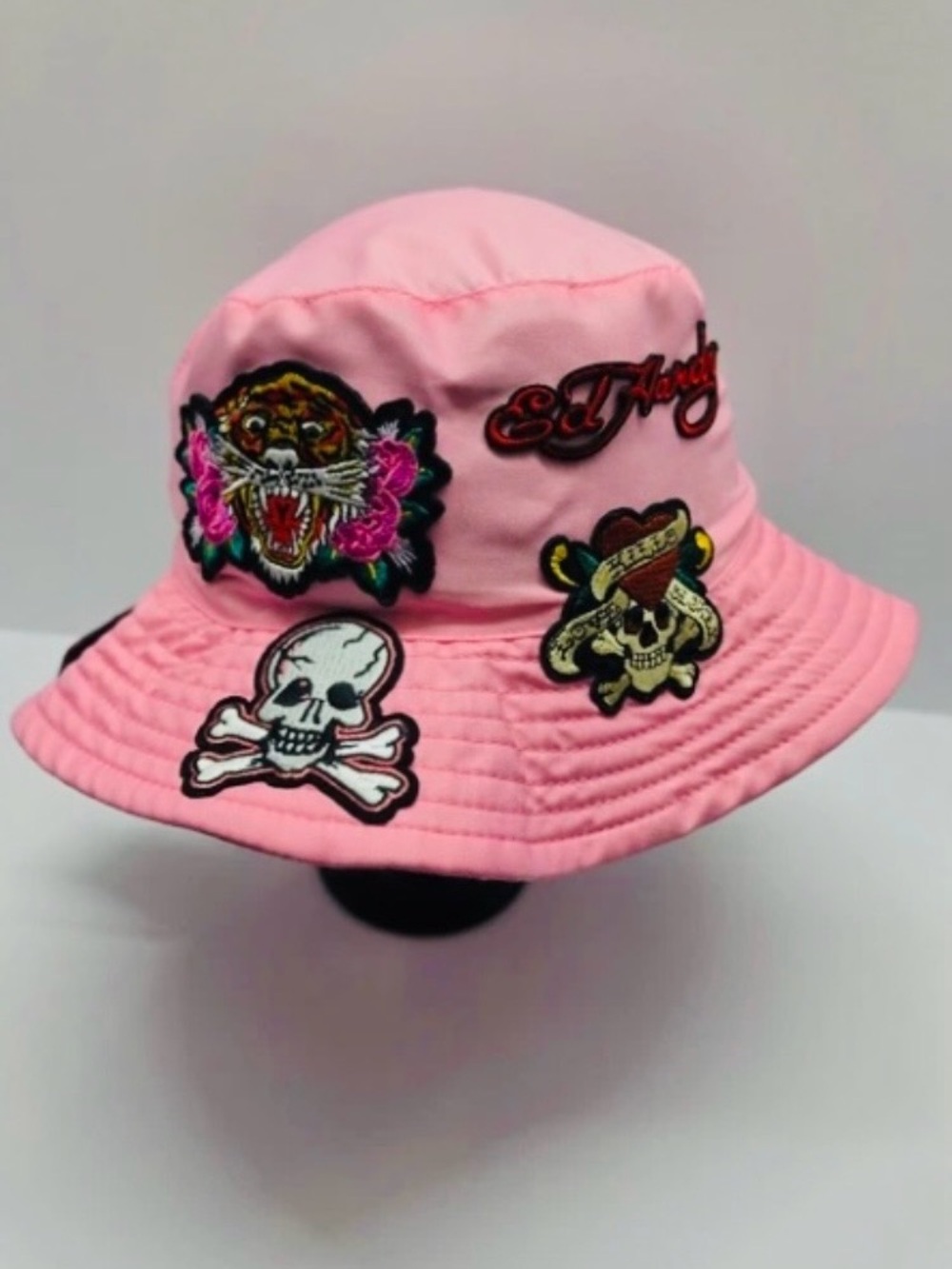 Ed Hardy Pink Bucket Hat Tattoo Patch Tiger Skull Crossbones
Y2K New with Tags